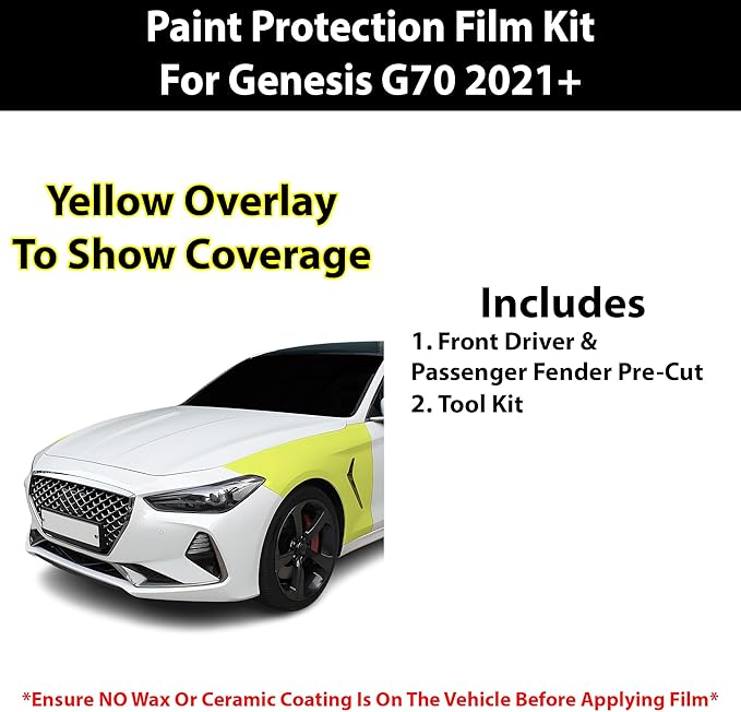 BOGAR TECH DESIGNS for Genesis G70 2021+ Front Sides Paint Protection PPF Film Kit Cover, Clear Bra