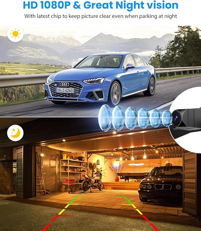 AUTO-VOX Backup Camera for Truck Plug and Play: 4.8" 1080P Stable Signal Clear Night Vision Rear View Camera System, IP69K Waterproof 3X Zoom Back Up Camera for Car SUV Pickup Van