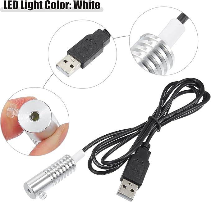 ACROPIX 3mm 0.12" 2W LED Aluminum Light Source Illuminator Decoration USB LED Light for Car DIY White - Pack of 1