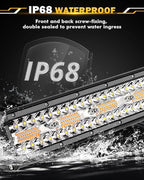 Auxbeam 20 Inch 420W LED Light Bar, 6 Modes Strobe Amber Lights Yellow Fog Light Dual Color Spot Flood Offroad Driving Lights, Memory Function LED Work Lights for Truck Car ATV