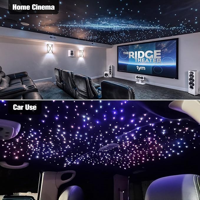 CHINLY Twinkle 570pcs 9.8ft (0.03in+0.04in+0.06in) Starlight Headliner Fiber Optic Lights kit,Music Mode Bluetooth APP Control Remote,RGBW Twinkle Star Lights for Star Headliner/Home Ceiling/Theater