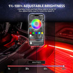 OPT7 Aura DreamColor RGB-IC LED Car Interior Light Strips, 4PC Neon Ambient Lighting Kit with APP & Remote, 12V Music Color Chasing Lights for SUV Truck Van, Under Dash Decor