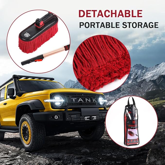 Car Duster Exterior Scratch Free, Microfiber Car Duster Kit, Interior & Exterior Cleaning Tools, Dashboard Detailing Brush, Pollen Removing, Extendable Handle, Gifts for Men Women