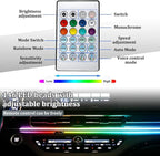 Car LED Strip Lights, 43.3 Inch & 13.8 Inch 2 in 1 64 Colors Music Mode Inside Vehicle Dash Ambient Lighting Kit with Wireless Remote Control, Auto Dashboard Lamp, Universal Fit