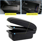AULPHIKE Compatible with Nissan Note Armrest E-Power Car Center Console Organizer Armrests Double Layer Storage with 3 USB（Black）