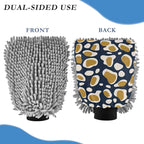Animal Fur Print Leopard Khaki Blue Microfiber Mitt For Cars Scratch-Free Wash Mitts For Cars Washing Car Wash Sponge