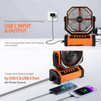 AddAcc 20000mAh Rechargeable Camping Fan - Battery Operated Fan with Light & Remote, Auto Oscillating, 4 Timer, 60 Hrs Work Cordless Tent Fan for Travel Outdoor RV Garage Power Outage Emergency