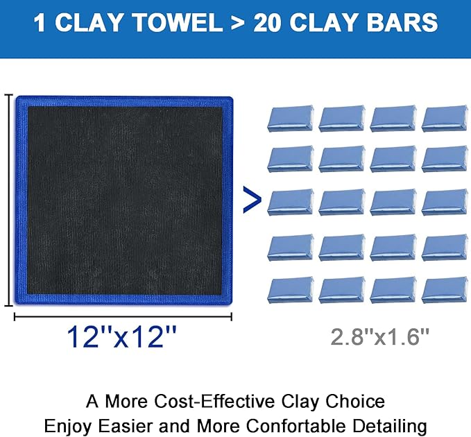 Clay Towel 2 Pack Auto Detailing 12"x12" Chamois for Car Fine Grade Microfiber Clay Bar Alternative