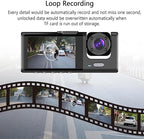 Dash Camera for Car Security Camera Dashcam Front and Rear Inside with WDR, Night Vision, G-Sensor Auto Lock, Loop Recording