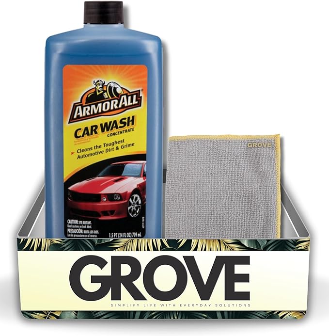 Concentrated Car Wash 24 oz Bundle with Microfiber Cloth - Powerful Car Wash Soap for Tough Dirt and Road Grime - Gentle on Wax Protection - Foaming Car Soap for a Spotless Shine - (2 Items)