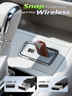 Mini Wireless CarPlay Adapter for iPhone & Android Auto (2026 Upgrade), No Delay, Fast Stable, Plug & Play, Converts Wired to Wireless Carplay Dongle, for Cars from 2016, USB-A/Type-C Brown