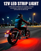 Keiurot 12V Led Light Strip 32CM Waterproof LEDs Light Strips for Cars Motorcycles Golf Cart Interior & Exterior Marine Boat Red Led Strip Lights 5050 18SMD,Pack of 4