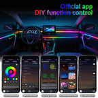 Interior Car Strip Lights Dreamcolor Acrylic Car Decorative Lights with APP Control Multicolor Internal Lighting Kit Music&DIY Function Ambient Fiber Optic Strip LEDs (Dreamcolor 18-1)