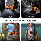 Socool Portable Car Fan - 14500mAh Rechargeable Battery Opearated, Clip on Car Seat Headrest 360 Rotatable, 5-Speed Backseat Fans for Baby Rear Facing Cooling with Dual Air Outlets for SUV RV Truck