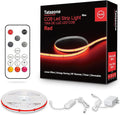 Tatazone 16.4ft Red COB Led Strip Lights with RF Remote, Dimmable Bright Dotless Adhesive Indoor Led COB Light Strip for Cabinet, Painting, Room, Bed