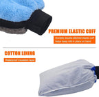 2pcs Car Wash Mitts - Double Faced Coral Velvet Clean Gloves - Scratch-Free No Falling Wool - Auto Window Door Water Absorption Cleaning Brush Tools (Blue - 2 Pack)
