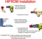 HIFROM Drill Brush - 4 inch White Scrub Brush Drill Attachment Soft Bristle Quick Change Shaft Scrub Cleaning Brush for Carpet Upholstery Leather Glass (Pack of 2)
