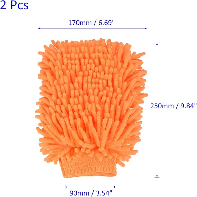 M METERXITY Microfiber Chenille Wash Mitt - Double Side Reusable Gloves for Cleaning Scratch-Free, Apply to Car Cleaning, Kitchen