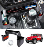 Eamplest Gear Shift Center Console Side Tray Organizer for Jeep Wrangler JL JLU 4xe 2026 2025 2024 2023 2022 2021 2020 2019 2018&Gladiator JT 2020-2026 Interior Storage Accessories Shifter Storage Box