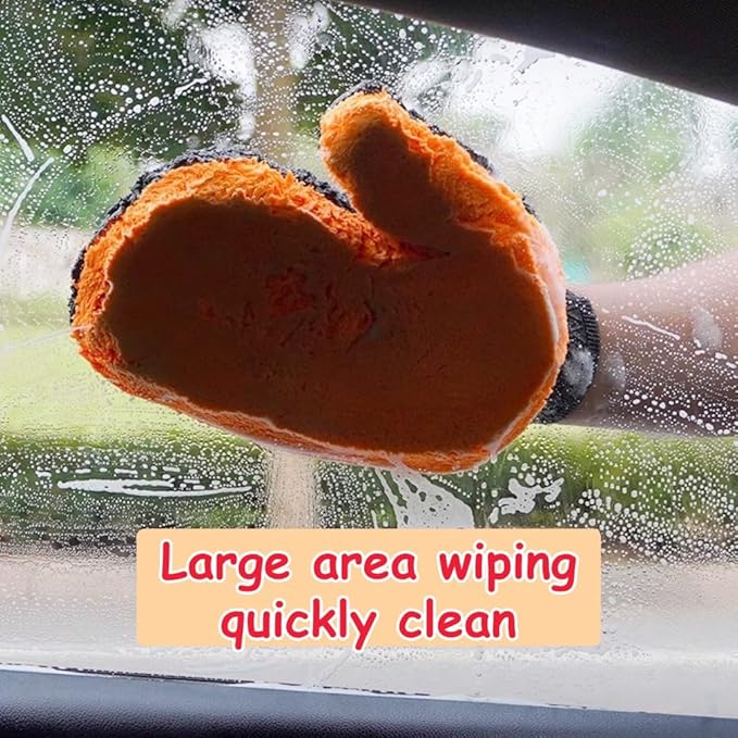 2 Pack Car Wash Mitt Scratch-Free Microfiber Car Wash Mitts Auto Interior Exterior Cleaning Gloves for Car Washing Detailing Home Cleaning Gloves