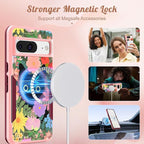 for Google Pixel 8 Case 6.2 Inch - Compatible with MagSafe Women Girls Cute Magnetic Protective Cover Girly Cat Flower Floral Heavy Duty Shockproof Design for Google Pixel 8 Phone Cases