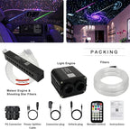 AZIMOM Dual Color 20w Twinkle Fiber Optic Starlight Headliner Kits 600pcs 0.03in 9.8ft, RGB Meteor Shooting Star, Sound Activated Remote APP Control Home Car Ceiling Décor