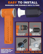 Tool-grade Electric Air Duster, Rechargeable Handheld Blower with 180,000 Super Power Brushless Motor, 2-in-1 Blow & Vacuum Cleaner, Cordless Leaf Blower for Car Drying, Home, Patio Cleaning (Orange)