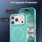 SUPFINE Magnetic for iPhone 17 Pro Case (Compatible with MagSafe)(Military Grade Drop Protection) Translucent Matte Shockproof with Anti-Fingerprint Phone Cover,Blue Green
