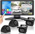 RV Backup Camera System with 10.36’’ 4K Monitor for RV Truck Bus Trailer with 4 Rear/Side View 1080P HD Cameras 4 Splits Touch Screen DVR Recording IP69 Waterproof Bluetooth Music Video Avoid Blind