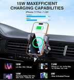 Kaistyle Wireless Car Charger【One Hand Manual Clamping】 Fast Wireless Charger for Car Phone Holder Mount Charger Phone Holders for Your Car Dashboard/Windshield/Vent Truck Mount for iPhone Samsung