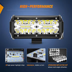 Nilight 2PC 4Inch Triple Row Led Light Pods 60W Flood Spot Combo 6000LM 2Pcs 6.5 Inch 120W Triple Row Light Bar Flood Spot Combo 12000LM Driving Boat Off Road Trucks Lights (ZH042)