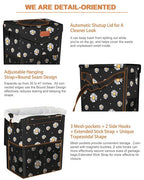 Pritent Car Trash Can with Lid, Cute Leakproof Car Trash Garbage Bag Hanging Vehicle Trash Bin Small Portable Automotive Garbage Cans Organizer for Back/Front Seat/Console(2.8 Gallons,Black Flower)