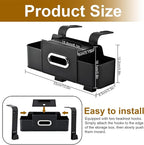 4-in-1 Back Seat Car Organizer with Extra Large Capacity, 2 Cup Holders, Tissue Box Dispenser & Storage Hook for Phone, Snacks, Toys(Black)