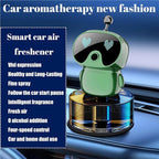 Robot Intelligent Aromatherapy Machine, Smart Cute Robot Car Air Freshener, Fine Spray/Fillable/Four-Gear Adjustment/Vibration Sensing/On-Off/Large Capacity Long-Lasting Fragrance/V1 (Green, Gardenia)