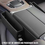2 Pack Universal Fit Premium Leather Car Seat Gap Filler Organizer, Center Console Organizer for Car SUV Truck (Black，2 Pack)