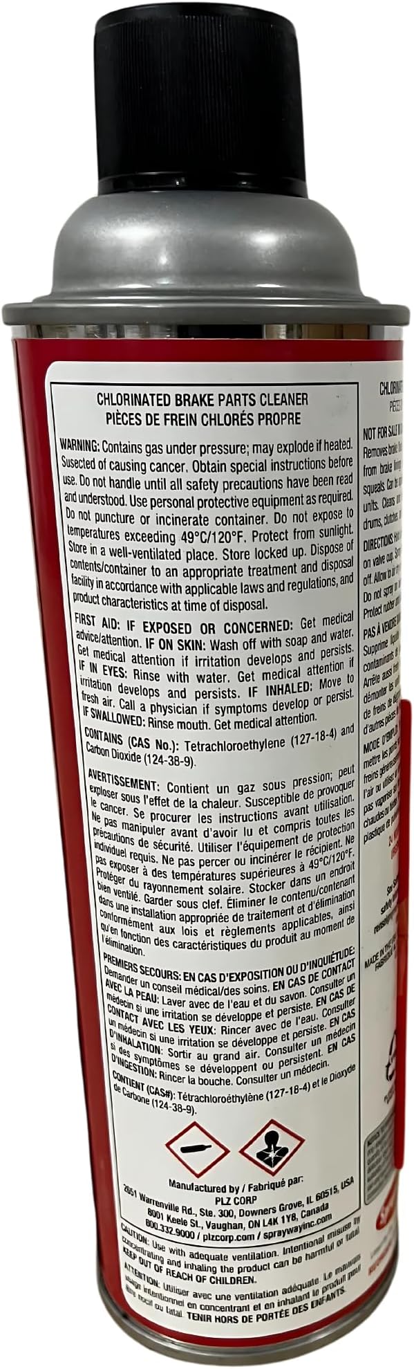 Sprayway SW330 Chlorinated Brake Parts Cleaner, 18.5 oz