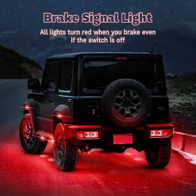 4 Pods Full Angle RGB Rock Lights Compatible with 12V Trucks Jeep UTV SUV ATV Boat Golf Cart, Waterproof Multi-Color, App/Remote Control Led Rock Lights with Music Mode(Patented)