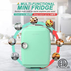 CROWNFUL Mini Fridge, 4 Liter/6 Can Portable Cooler and Warmer Personal Refrigerator for Skin Care, Cosmetics, Beverage, Food,Great for Bedroom, Office, Car, Dorm, ETL Listed (Green)