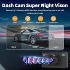 Dash Cam Front and Rear Dash Camera WiFi/APP Control Car Camera with 64G Card 2.5K Front Dash Cam+1080P Rear Dashcams with Super Night Vision, Loop Recording, G-Sensor