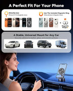 Vacuum Magnetic Car Phone Holder 360° Strongest 120LBS Ultra Suction Cup Phone Mount for MagSafe Dashboard Cell Phone Holders for Your Car/Gym/Mirror Bracket for iPhone 17 & Android, Metal Stand Rotor