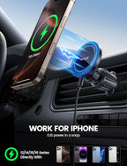 Lamicall 15W for MagSafe Car Mount Charger - [20X Strong Magnets] Wireless Car Phone Holder Charger, Magnetic Phone Holders for Car Vent Dash Accessories for iPhone 17 Pro Max Black Mothers Day