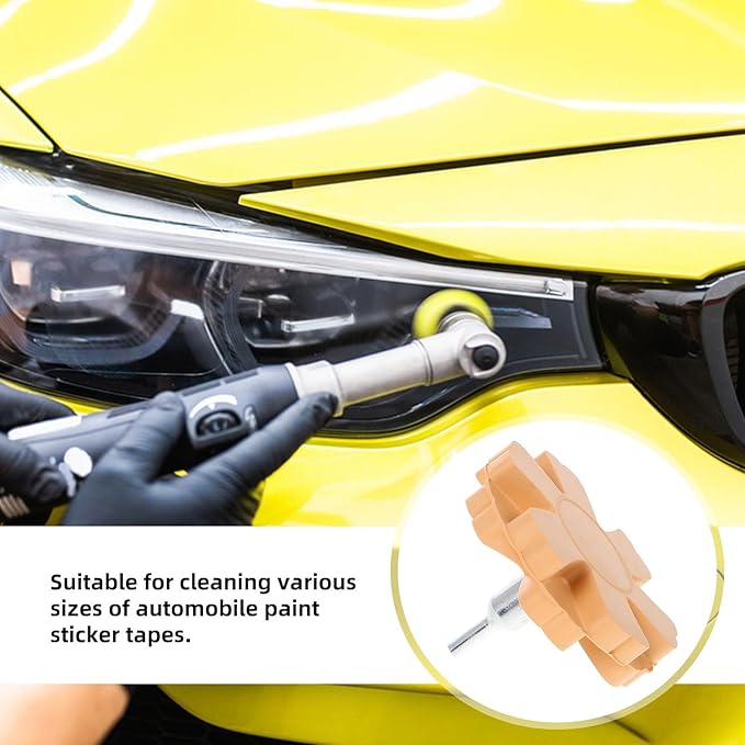 Decal Remover Eraser Wheel 3.5 Inch Rubber Vinyl Remover with Drill Adapter for Car Paint Surface Sticker and Tape Cleaning Automotive Detailing Tool