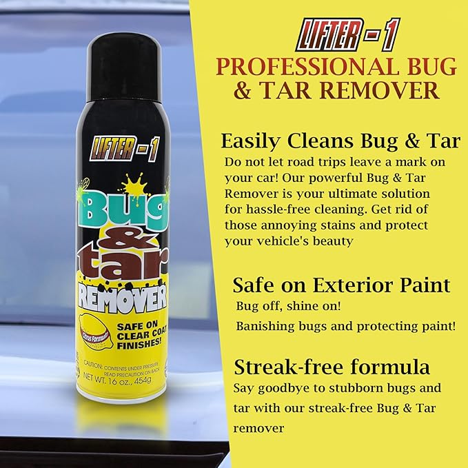 Bug and Tar Remover for Cars, Trucks, RVs, and SUVs, Fresh Citrus Spray for Stuck On Grime, Clean Auto Detailing Accessory, Streak Free Shine, Safe on Exterior Paint – Pack of 1
