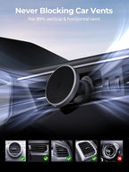 Wireless Car Charger, Qi2 Certified 15W Ultra-Fast car Phone Holder Mount, Air Vent Magnetic Car Mount Charger Compatible with MagSafe for iPhone 17/Air/16/15/14/13/12 Series