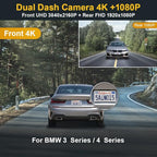 Fitcamx Front 2160P+Rear 1080P Dash Cam Adapts for BMW 3 4 M3 M4 2020-2024 (Model B) 330i 430i Xdrive 330e M340i M440i, OEM Style, Dual Loop Recording, WiFi & APP, G-Sensor,Easy to Set, 128GB Card