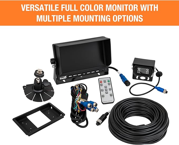 Buyers Products 8883050 Rearview Backup Camera W/DVR & Night Vision, 7" 4 View Color Monitor, Remote Control & 128GB SD Card, Backup Camera for Trucks, RVs, Trailers, Vans, Reverse Camera for Trucks