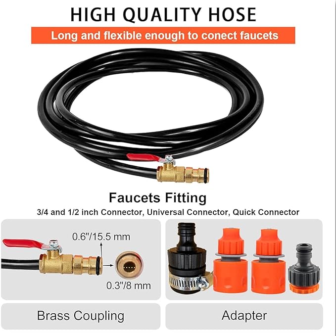 Water Fed Pole Kit for Window Cleaning - 12ft-36ft Telescopic Brush with Car Wash Brush and 20m Water Supply Hose for Home and Commercial Use