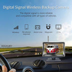 Wireless Backup Camera Solar Magnetic for RV Car Trailer Truck Camper 5th Wheels Hitch Towing No Wiring No Drilling Rechargeable Night Vision Portable Backup Camera with 5" 1080P HD 2-Split Monitor