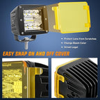 Nilight LED Pod Light with Amber/Black Covers 2 PCS 3 Inch 42 W Cubes Spot Flood Combo Off Road Light Super Bright Driving Fog Boat Lighting for Trucks Pickup Golf Cart SUV ATV UTV 4x4 Van Camper