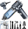 SakerPlus 4 in 1 Handheld Car Vacuum Cleaner & Air Duster, 17500PA High Power Rechargeable Portable Vacuum with LED Light, Multi Nozzles for Car, Home & Office – Ideal for Men and Family